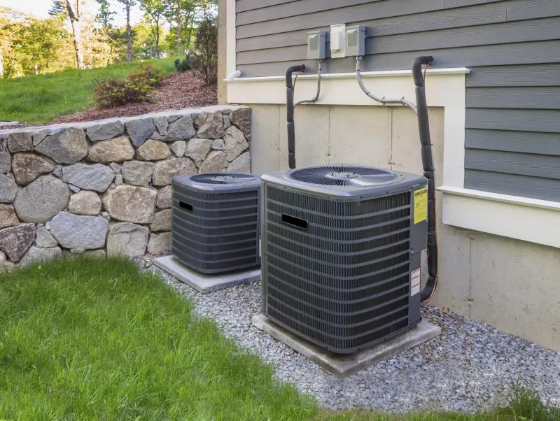 Outdoor HVAC unit outside of a residential home